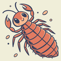 Watercolor cartoon louse animation, digital design for educational projects, vector illustration