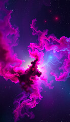 Swirling magenta and violet nebula for web cover, background and wallpaper