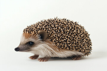 Fototapeta premium Selective focus porcupine isolated on white background, Portrait of mini hedgehog on white.