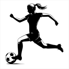 Female soccer player silhouette vector. Women Soccer Player icon silhouette illustration
