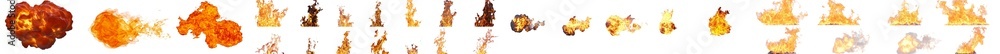 Poster transparent background with a set of fiery flames and sparks, perfect for light backgrounds.