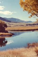 Obraz premium Serene Autumn Lakeside Landscape