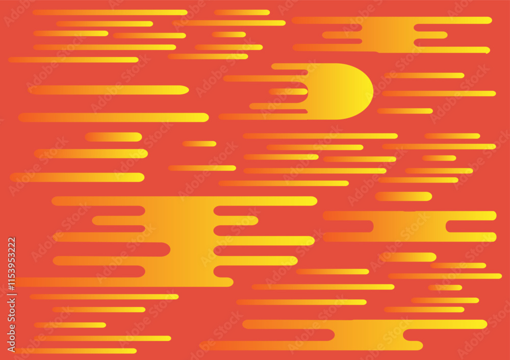 Poster abstract illustration of orange gradient background with moving shapes.