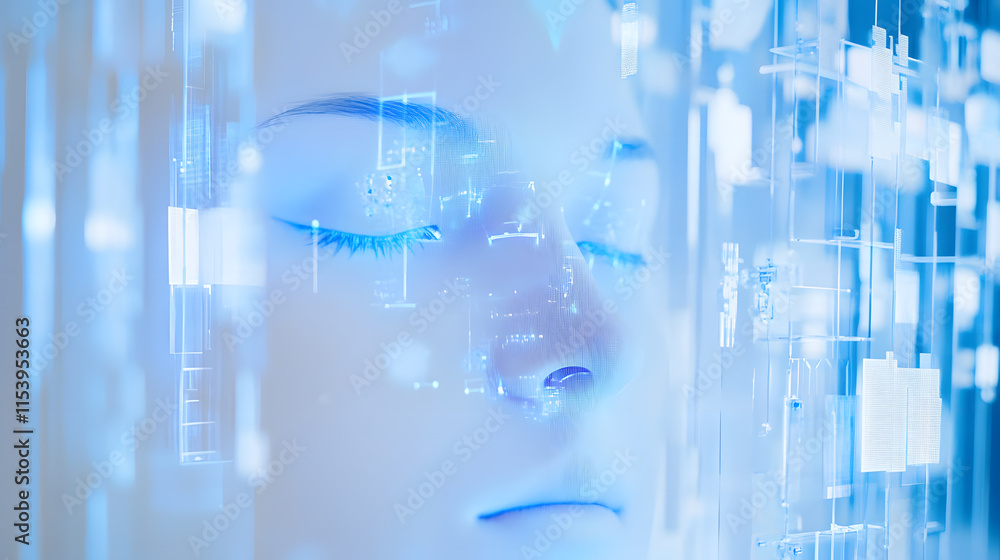 Poster exploring ai consciousness virtual space digital art futuristic environment close-up view technology