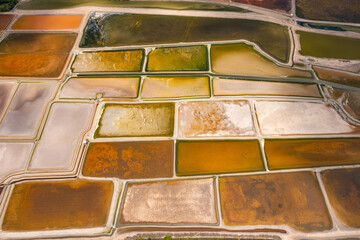 Aerial View of Salt Ponds in Coastal Area