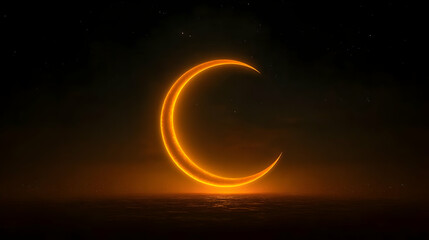 Fototapeta premium Crescent Moon Night Sky Illustration