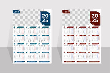 Minimalist & Modern new year calendar design template. Professional and creative calendar design layout. Print- ready design . Company use & business calendar. Vector illustration , shapes, modern, 