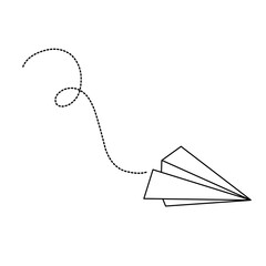 Paper airplane with dotted line vector