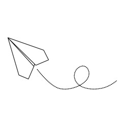 Paper airplane with dotted line vector