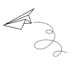 Paper airplane with dotted line vector