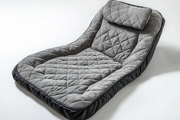 stylish car seat cover with quilted patterns and reinforced edges displayed flat on white backdrop