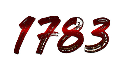 3D blood red number design of 1783 on white background.	
