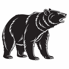 Fototapeta premium Bear vector silhouette black design white background