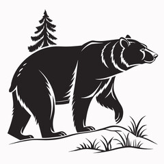 Bear vector silhouette black design white background