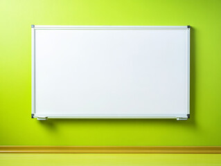 Obraz premium clean whiteboard on vibrant green wall, perfect for lessons and presentations