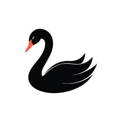 Swan Silhouette Vector White Background