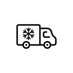 Refrigerator truck with snowflake icon. Fridge truck icon vector.