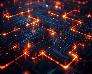 Obraz premium A futuristic pattern of glowing lines in an intricate abstract web.