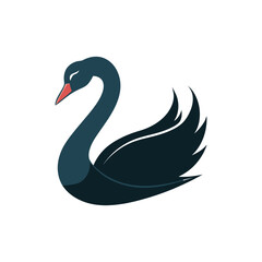 Swan Silhouette Vector White Background