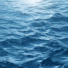 Obraz premium Calm Ocean Surface Reflecting Sunlight During a Serene Morning at the Beach With Gentle Waves and Vibrant Blue Tones