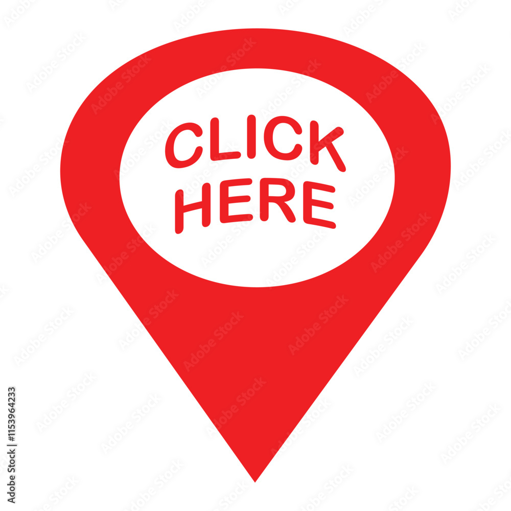 Poster click here logo symbol pointer icon. simple red pointer icon isolated on white background. for locat