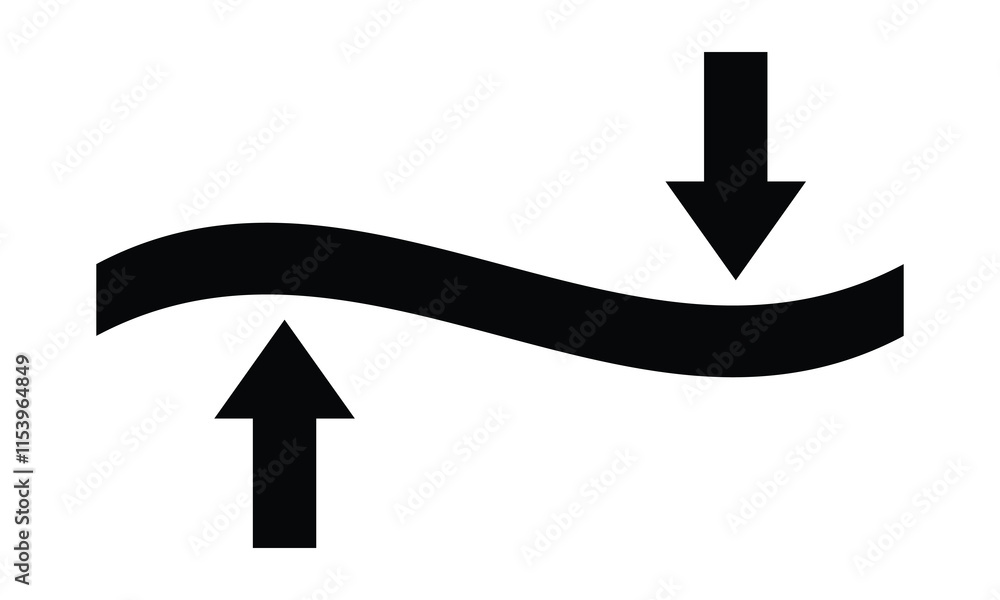 Poster elasticity icon. elastic icon, vector logo design. black elasticity icon with arrow isolated on whit