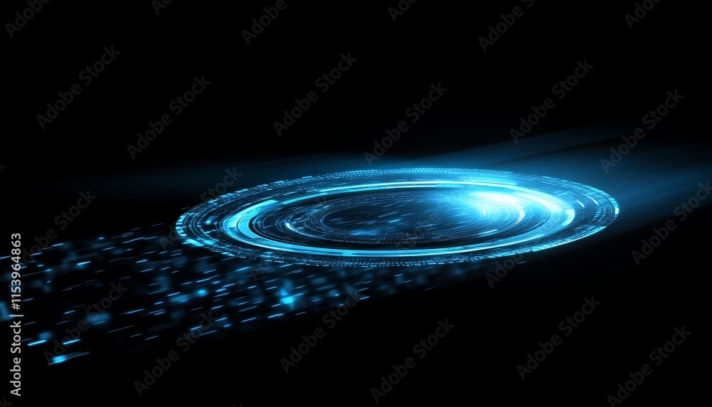 Poster dynamic swirling blue light creating a captivating visual effect in a dark environment