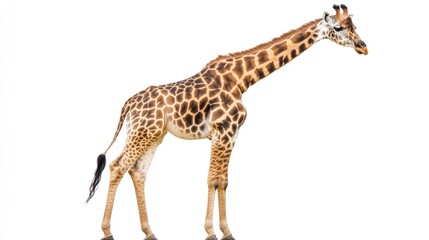 Fototapeta premium A giraffe isolated on white background.
