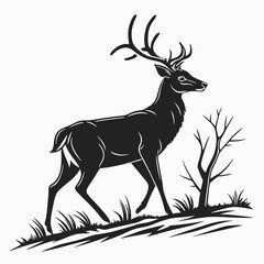 Deer vector silhouette black design white background