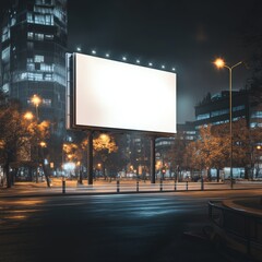 Billboard advertising mockup, street and night background 