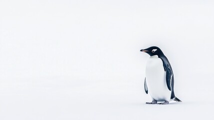 Fototapeta premium Adelie penguin standing on snow, Antarctica.