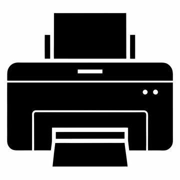 black printer icon, front view clip art preview