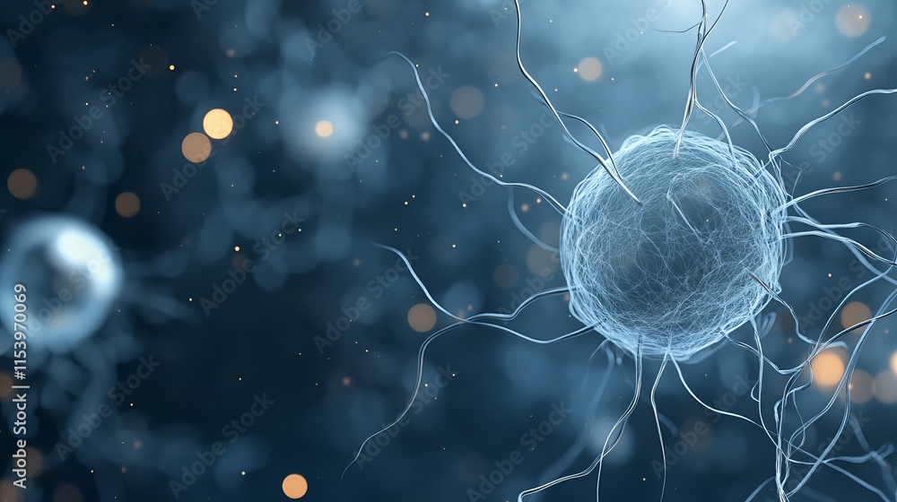 Poster detailed microscopic visualization of neuron cells and their interconnected network within the nervo