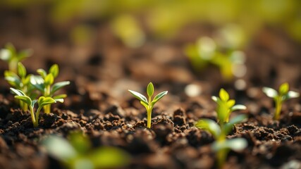 New growth emerges from rich soil, a symbol of life's renewal and the promise of a bountiful harvest.