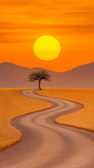 Obraz premium Sunset Landscape 3D Illustration