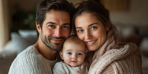 Fototapeta premium Young parents with a baby together
