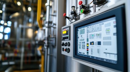 Macro view of control panels, cables, and digital displays monitoring the performance of reactor vessels and cracking units in a petrochemical plant.