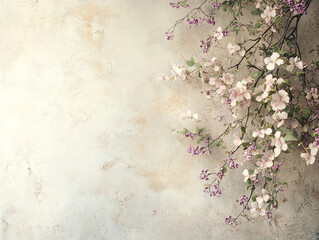 Softly lit photography background featuring delicate flowers and textured wall