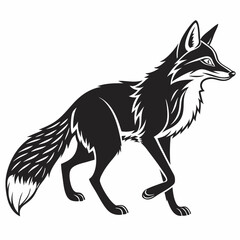 Fox vector silhouette black design white background