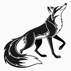 Fox vector silhouette black design white background