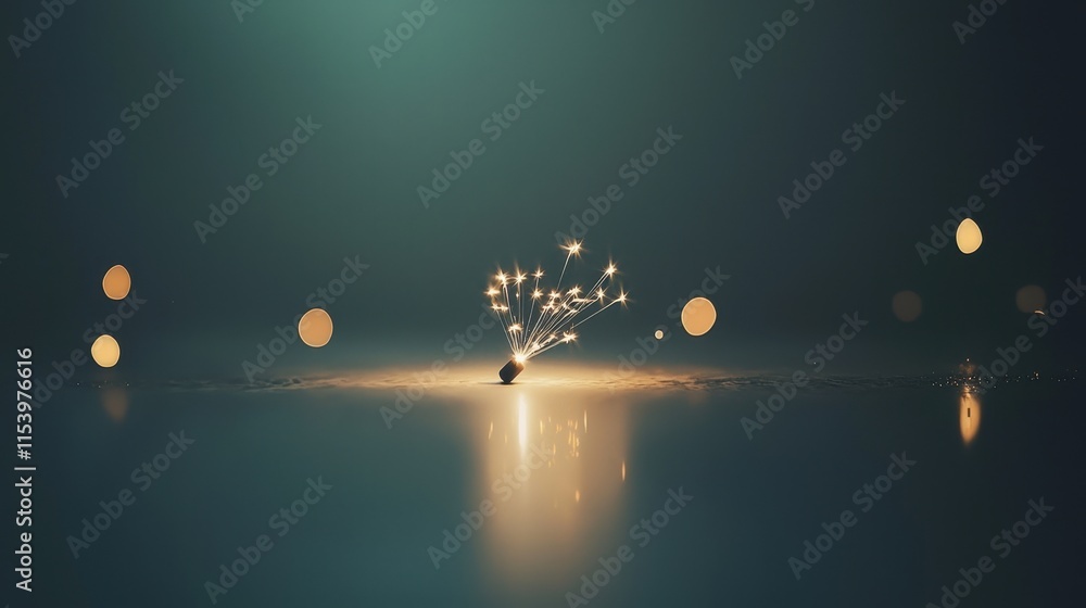 Aufkleber clean minimalist typography for happy new year celebration with sparkling lights and soft color pale