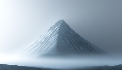 A misty mountain peak represented in a soft gradient of whites and grays.