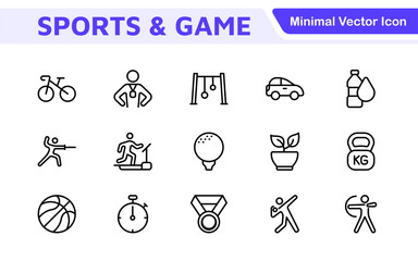 Sports Icon Set. A dynamic collection of vibrant icons representing various sports and activities, perfect for enhancing apps, websites, and marketing materials.