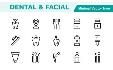 Dental Icon Set. A comprehensive collection of vibrant and professional icons for dental practices, perfect for patient communication to promote oral health awareness.