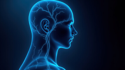 Vagus Nerve Stimulation - MRI Brain Illustration with Lightning Bolts