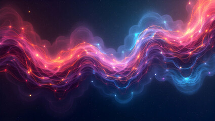 Obraz premium Abstract colorful background with different geometric shapes, neon colors merging with each other and fractal patterns with a cosmic energy