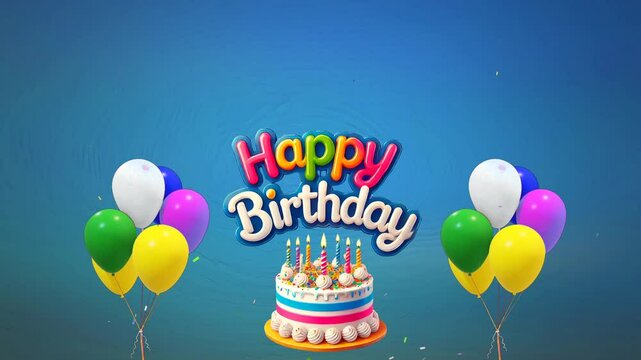 happy birthday confetti on blue background