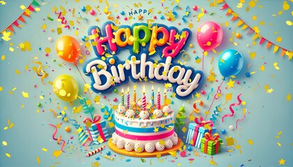 happy birthday celebration party with confetti effect 