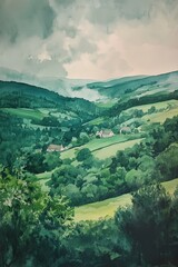 Obraz premium Serene Green Valley Landscape
