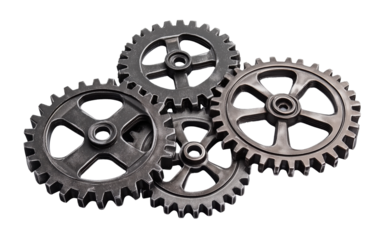 Metal gear isolated on white background png transparent clipart.